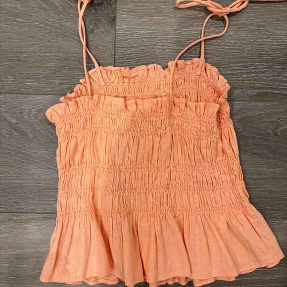 Universal Thread smocked creamsicle orange peplum top with tie straps - Picture 4 of 5